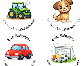 24 etiquetas redondas para direcciones, "Motivos infantiles"
