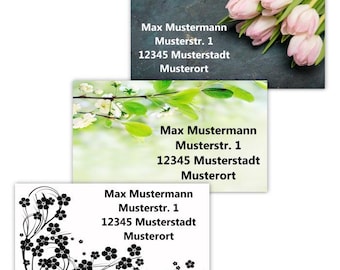 40 etiquetas/pegatinas de direcciones con diseño de "Flores".