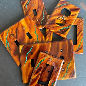 Southwest Sandstone  2  Turquoise Pebbly Veins Desert Switch Plate - Hand Painted