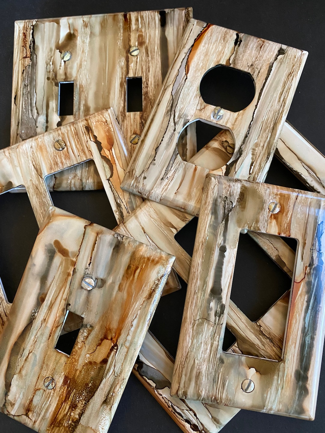 Barnwood Bark Brown Rust Tan Gray Weathered Nature Switch Plates - Hand ...