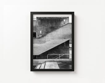 London South Bank Brutalist Architecture Print: Black & White Concrete Geometry (Digital Download)