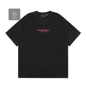 Camiseta Essencial Fear of God, Casual, Estilo Streetwear, Unissex, Tamanho Grande, Moderna, Cores Neutras Preto