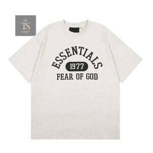 Maglietta unisex essenziale Fear of God 1977, maglietta streetwear di tendenza - vestibilità oversize casual Beige