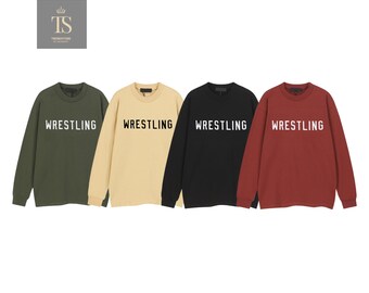 Wrestling Style Graphic Sweatshirt Unisex Cotton Fleece Crewneck Jumper