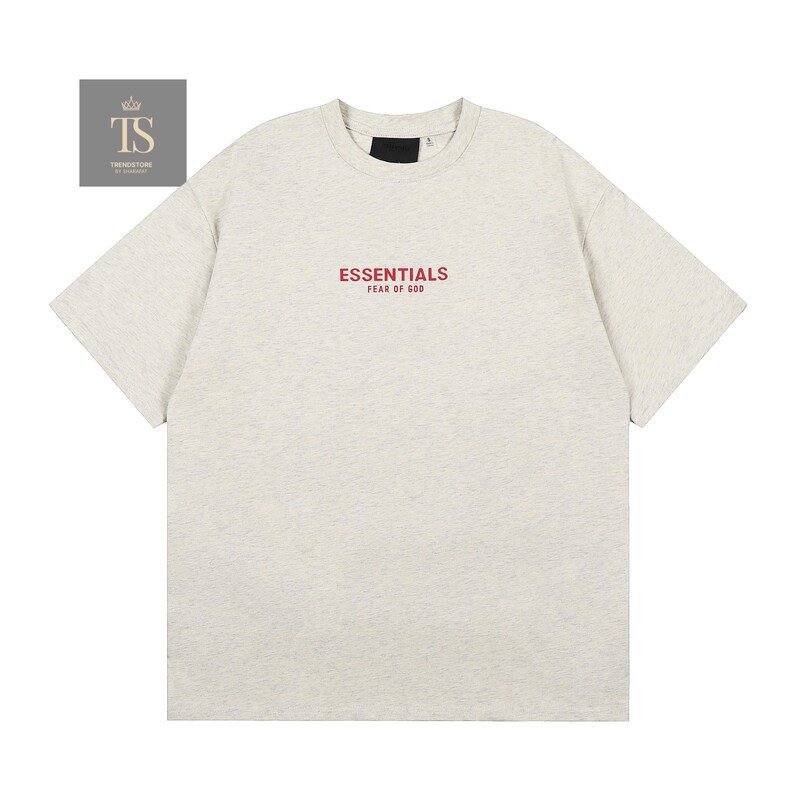 Camiseta Essencial Fear of God, Casual, Estilo Streetwear, Unissex, Tamanho Grande, Moderna, Cores Neutras Bege