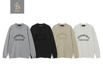 Baumwolle Sweatshirt Crewneck Pullover Fear of God Grafik Streetwear Unisex