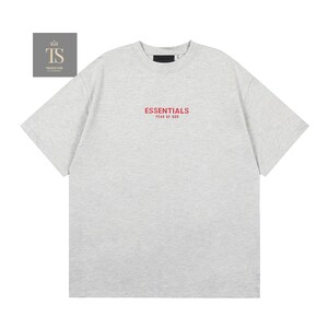 Camiseta Essencial Fear of God, Casual, Estilo Streetwear, Unissex, Tamanho Grande, Moderna, Cores Neutras Cinzento