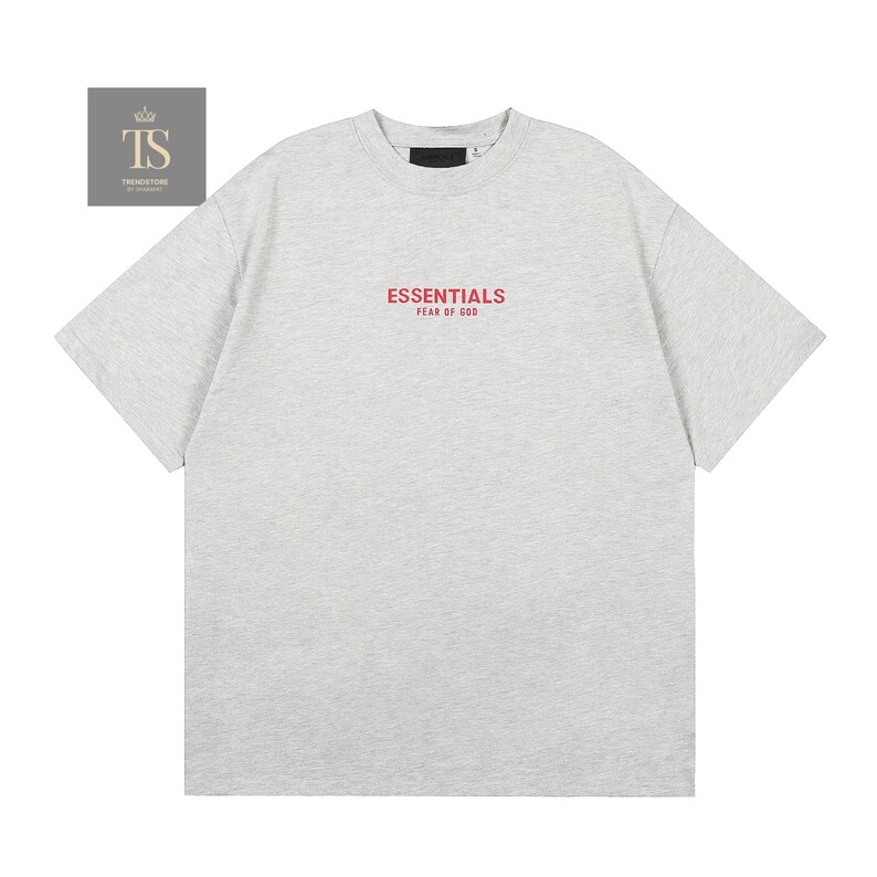 Camiseta Essencial Fear of God, Casual, Estilo Streetwear, Unissex, Tamanho Grande, Moderna, Cores Neutras Cinzento