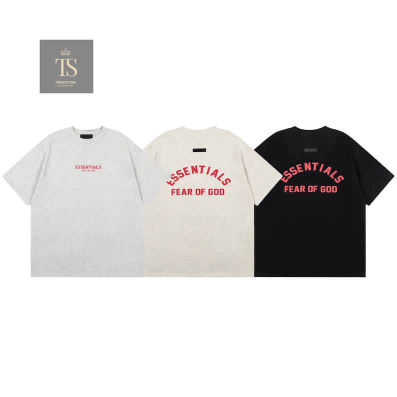 Camiseta Essencial Fear of God, Casual, Estilo Streetwear, Unissex, Tamanho Grande, Moderna, Cores Neutras imagem 1