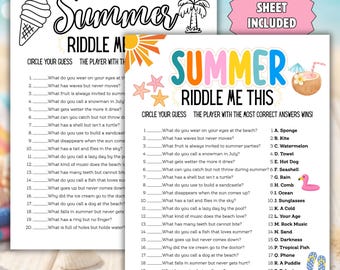 Summer Riddle Me This Game, Summer Trivia Quiz, Summer Party Games, Riddles for Kids, Teens, Adults, Family Game Night, BBQ Game, Brain Game