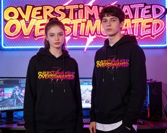 Overstimulated Unisex Black Hoodie | Smart Drip Fit | ADHD Autism Awareness | Bright Text | Neurodivergent | Mind | free postage