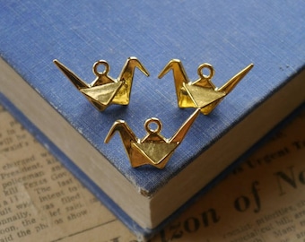 6 Stück Gold Origami Kranich Charms 3D 27 mm (GC2879)