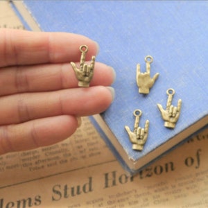 10 piezas de dijes de bronce antiguo con la frase "Te amo", de 22 mm (BC2957) imagen 2