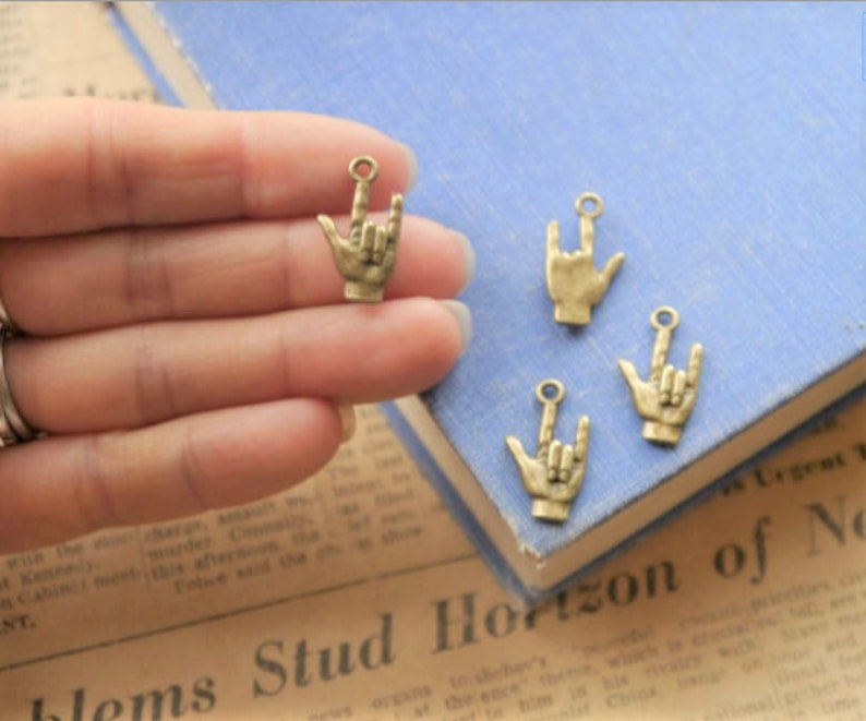 10 piezas de dijes de bronce antiguo con la frase "Te amo", de 22 mm (BC2957) imagen 2