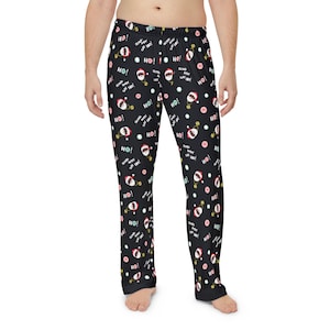 Men&#39;s Hip Hop Santa Holiday Pajama Pants - Black