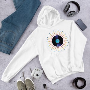 Vinyl Record Sunburst Unisex Hoodie - Retro Music Lover Gift