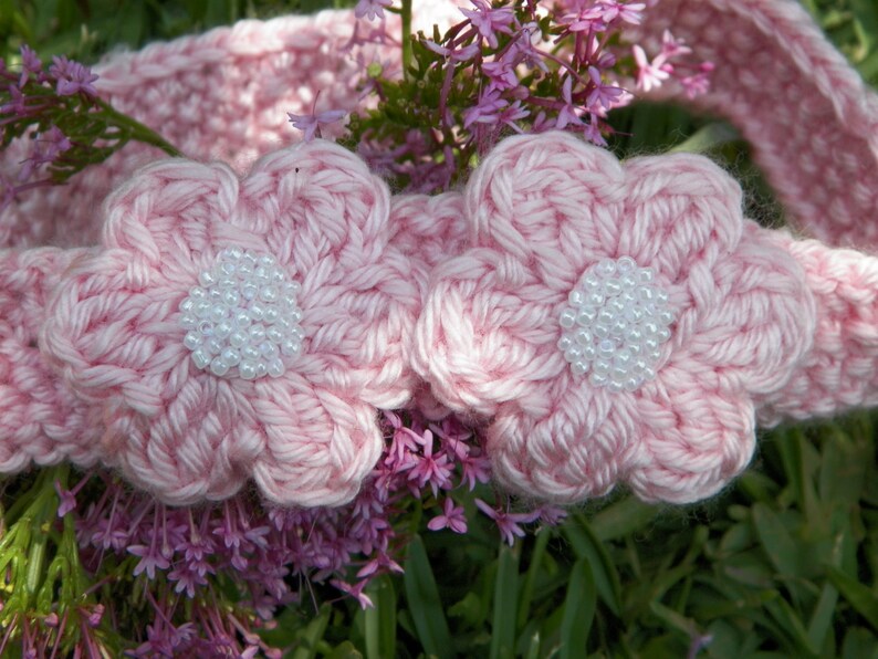 Knitted BabyGirl Flower Headband Etsy
