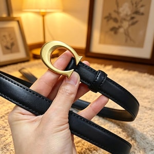 Coach Black Leather Belt Women Gold Buckle - Etsy display picture 1