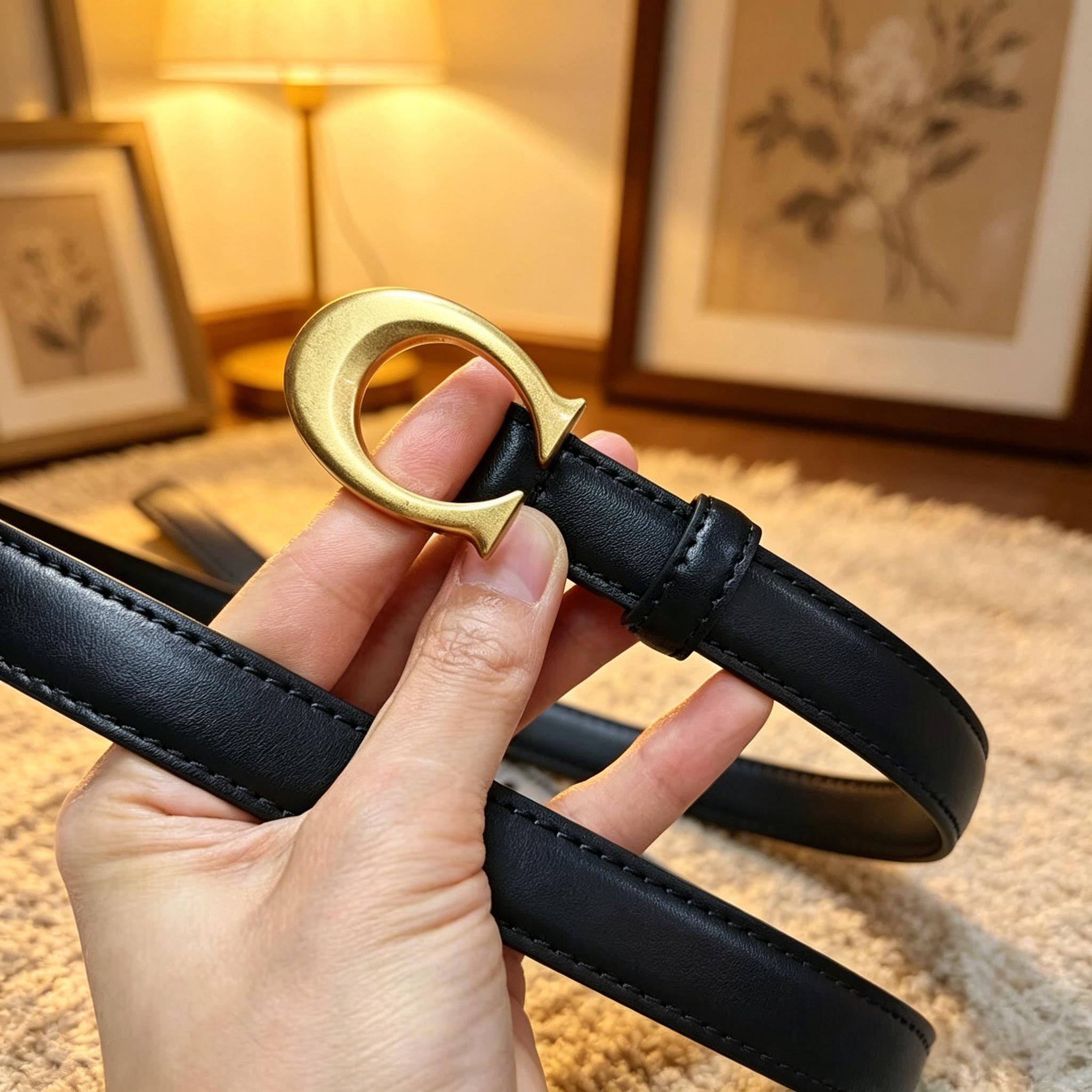 Coach belt women’s large Black Leather Belt with Gold Rounded Buckle m92363904274_1.jpg?1768428848 main image 4