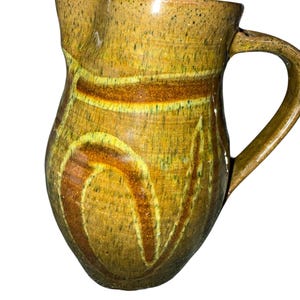 Studio Pottery Pitcher? Hand thrown stoneware jug by LWB Pottery, earthy olive green and amber rustic farmhouse tableware
