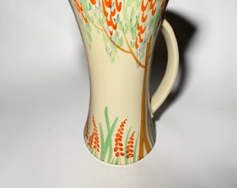 Vintage Wade Heath Ary Deco ceramic jug pitcher hand painted tree lupin 1930s 1940s