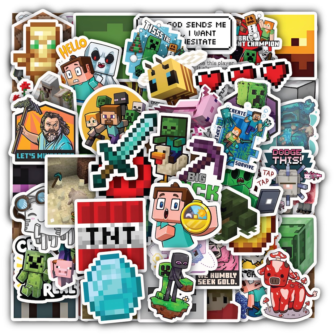 Minecraft Sticker Sheet Gaming-waterproof Vinyl Decals 40 Designs (4 ...