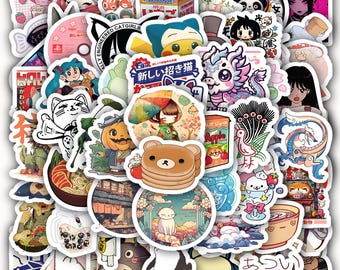 Kawaii Japanese Stickers Sheet - Vinyl Waterproof Decals 40 designs (4 Full Sheets)