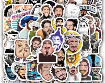 Post Malone Sticker Sheet - Waterproof Rap Music Decals 40 designs (4 Full Sheets)