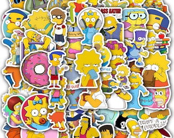 Simpsons Stickers Sheet-Waterproof Vinyl Decals for Laptop, Gifts 40 designs (4 Full Sheets)