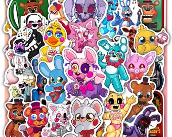 Five Nights Sticker Sheet at Freddys 2 -Waterproof Vinyl Decals 40 designs (4 Sheets)