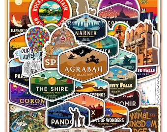Disney National Park Sticker Sheet – Adventure Magic Park Vinyl Decals 40 designs (4 Sheets)