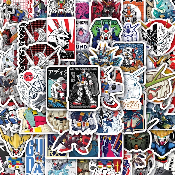 Gundam Inspired Sticker Sheet - Mecha Robot Anime Vinyl Decals 40 designs (4 Full Sheets).