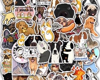 Cute Dog Stickers Sheet - Vinyl Waterproof Decals 40 designs (4 Sheets)