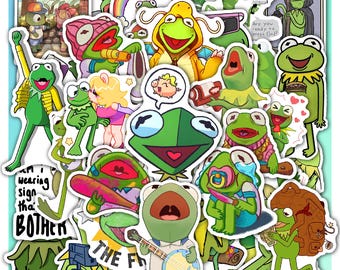 Kermit Sticker Sheet – Funny Frog Meme Waterproof Vinyl Decals 40 designs (4 Sheets)
