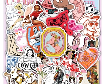 Cowgirl Sticker Sheet – Western Rodeo Country Girl Vinyl Decals 40 designs (4 Full Sheets)