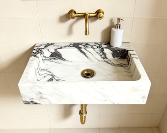 Calacatta Viola Marmor Waschbecken, Elegante Badezimmer Eitelkeit, Luxus Wohnkultur