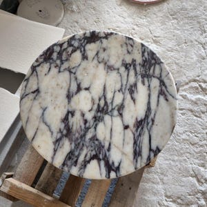 Calacatta Marble Side Table, Luxury Natural Stone End Table Unique Coffee