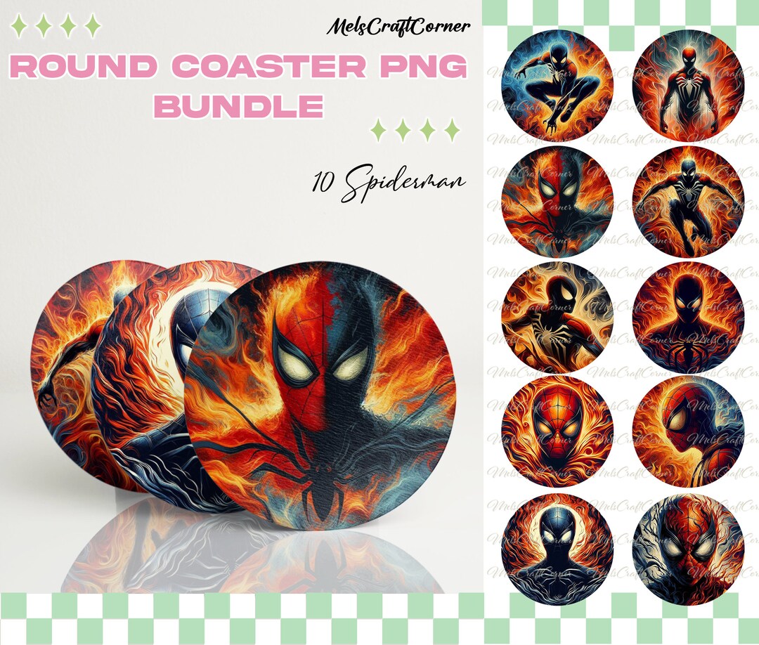 Super Hero Circle Coaster PNG Bundle, Movie Characters PNG, Hero Round ...