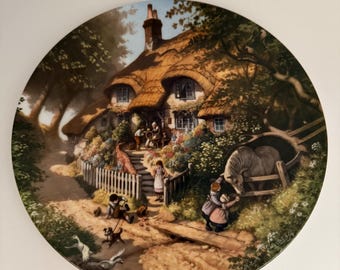 Vintage Coalport “Granny’s Cottage” Plate – The Tale of a Country Village