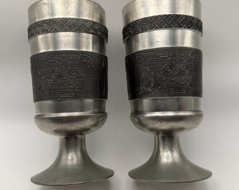 Mullingar Pewter Goblets – Hand-Engraved Celtic Book of Kells Design Pair