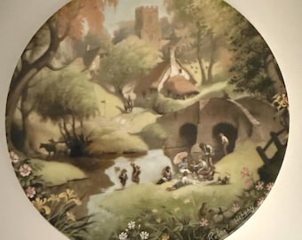 Vintage Coalport “Picnic By The River” Plate – The Tale of a Country Village