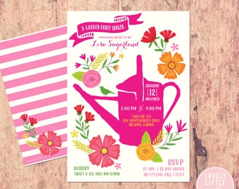 Invitación a la despedida de soltera temática de la fiesta en el jardín, despedida de soltera floral, invitación al jardín de flores brillantes, ducha de bodas - Lovely Little Party