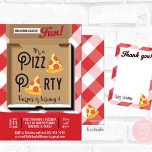 Pizza Geburtstagseinladungs-Kit - Invite UND Dankeskarte inklusive