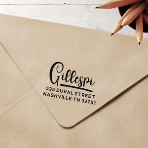 Modern custom return address stamp, self inking stamp or wood handle style 762 - Lovely Little Party