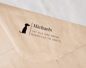 Simple Dachshund custom address stamp, Return Address Stamp, Housewarming Gift, Address Stamp style 10 - Lovely Little Party