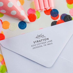 Dainty custom address stamp, Return Address Stamp, Housewarming Gift, Floral Address Stamp style 1100 - Lovely Little Party