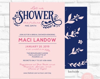 Bridal Shower Invitation, Dual Bridal Shower Invitation, Floral Bridal Shower, Couples Shower - Lovely Little Party