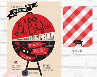 I Do BBQ Invitation, Grillin & Chillin, Wedding Shower BBQ, Co-Ed Wedding Shower, DIY Printable or Printed -  Lovely Little Party