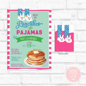 Pancakes & Pajamas Invitation, Pancake Birthday, Pancake Breakfast, Lovely Little Party #2A