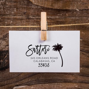 Palm Tree return address stamp, Self-inking or wood stamp, Modern Address Stamp, Coastal StampLarge Address Stamp, New Home Gift style 1020